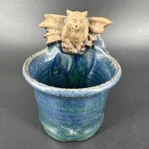 Studio Art Pottery Handmade Dragon Gargoyle Candle Holder Mythical Figure SIGNED